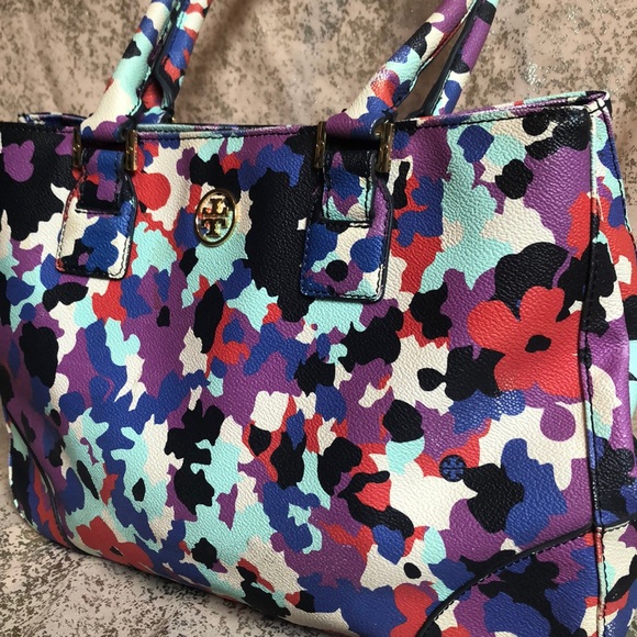 RARE TORY BURCH FLORAL PRINT LEATHER HANDBAG!! - Picture 3 of 8